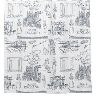 Bath, England Toile Style pattern, Jane Austen Duschvorhang