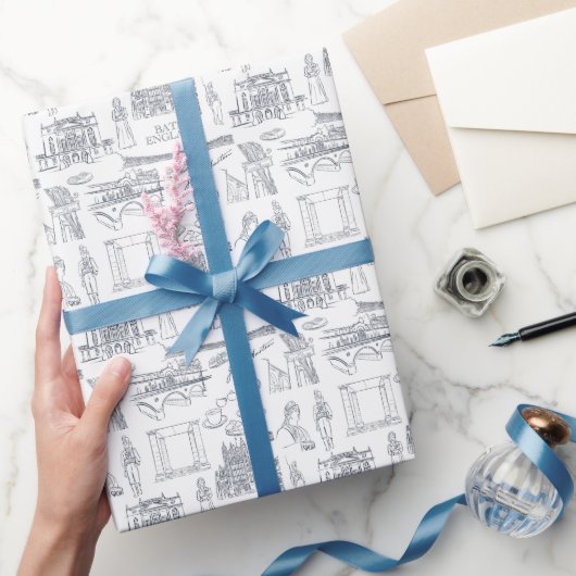 Bath, England Toile Style pattern, Jane Austen Geschenkpapier (Schenken)