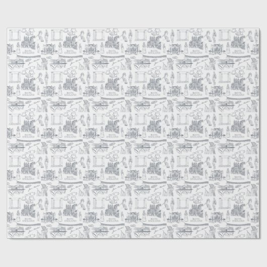 Bath, England Toile Style pattern, Jane Austen Geschenkpapier (Flach)