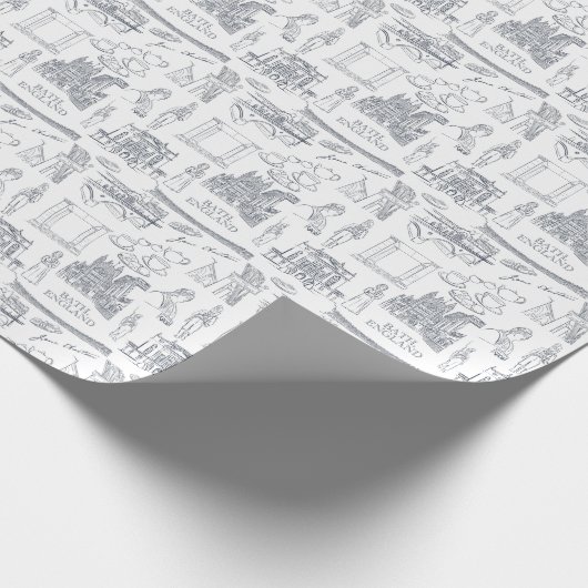 Bath, England Toile Style pattern, Jane Austen Geschenkpapier (Ecke)