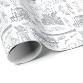 Bath, England Toile Style pattern, Jane Austen Geschenkpapier (Rolleneckpunkt)
