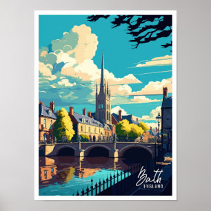 Bath England Vintag Famous Travel Place Poster