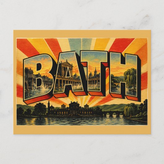 Bath England Vintage Reise Kunst Postkarte (Vorderseite)
