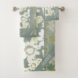 Bath-Handtücher für weiß-graue Floral-Schnürsenkel Badhandtuch Set