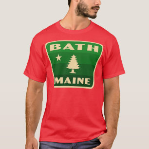 Bath Maine Retro Pine Tree Abzeichen grün T-Shirt