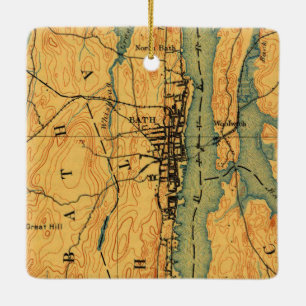 Bath Maine Vintage Karte 1894 Keramikornament