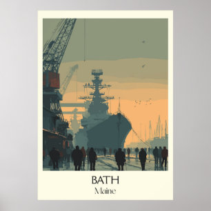 Bath Maine Vintage Werft Stadt Poster
