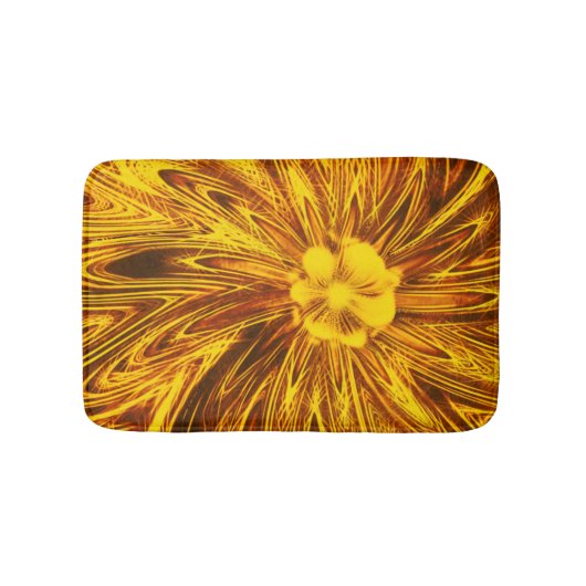 Bath Mat Abstrakte Linien Gelbe Blume Badematte (Vorderseite)