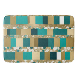Bath Mat Aquamarin grün und goldgelb geometrisch Badematte