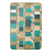 Bath Mat Aquamarin grün und goldgelb geometrisch Badematte (Vorderseite Vertikal)