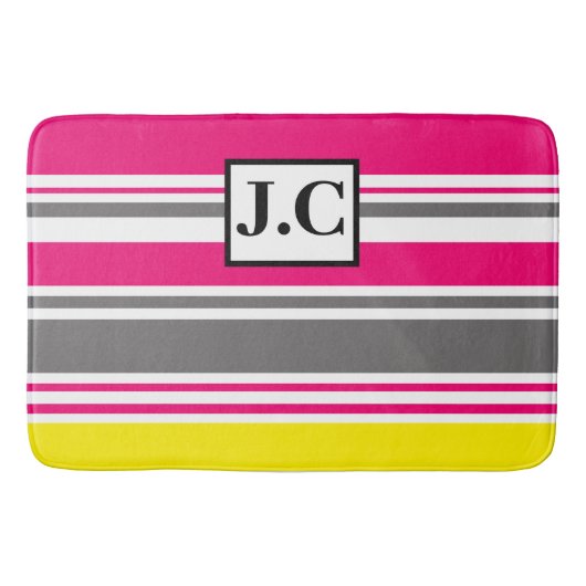 Bath Mat - Beach Hut Streifen Hot Pink anpassen Badematte (Vorderseite)