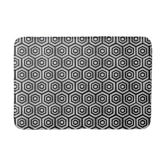 Bath Mat Black White Hexagon Geometric Pattern Badematte