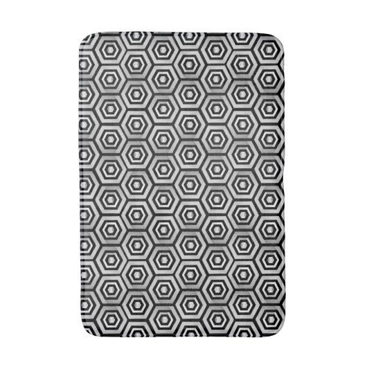 Bath Mat Black White Hexagon Geometric Pattern Badematte (Vorderseite Vertikal)