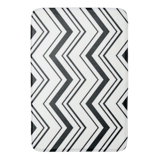 Bath Mat/Black/White Zig Zags Badematte (Vorderseite Vertikal)