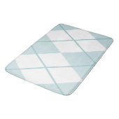 Bath Mat/Blau und Weiß Kariertes Diamantmuster Badematte (Schrägansicht)