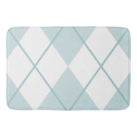 Bath Mat/Blau und Weiß Kariertes Diamantmuster Badematte (Vorderseite)