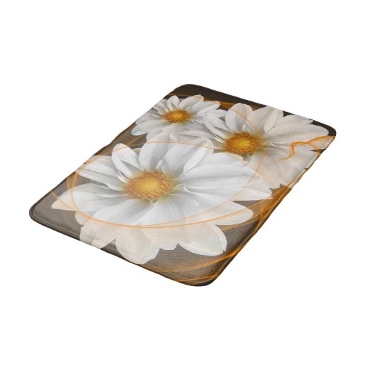Bath Mat Blume Weiße Orange Badematte (Schrägansicht)