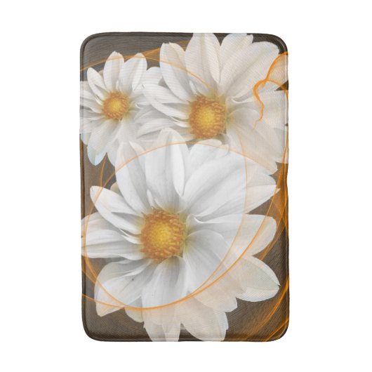 Bath Mat Blume Weiße Orange Badematte (Vorderseite Vertikal)