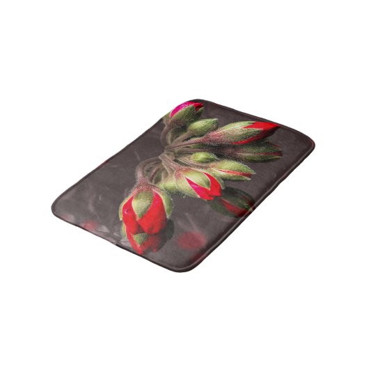Bath Mat Blüte rot und dunkel Badematte (Schrägansicht)