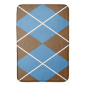 Bath Mat/Braun und Kariertes blaues Diamantmuster Badematte (Vorderseite Vertikal)