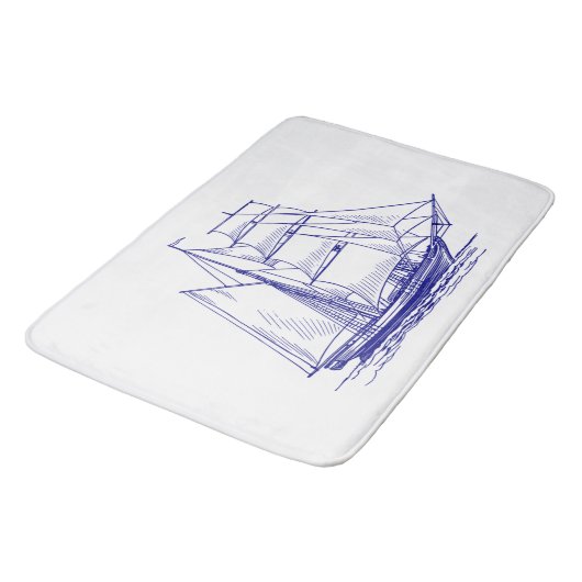 Bath mat chic naublue segelschiff badematte (Schrägansicht)