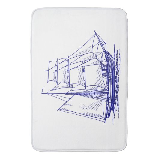 Bath mat chic naublue segelschiff badematte (Vorderseite Vertikal)