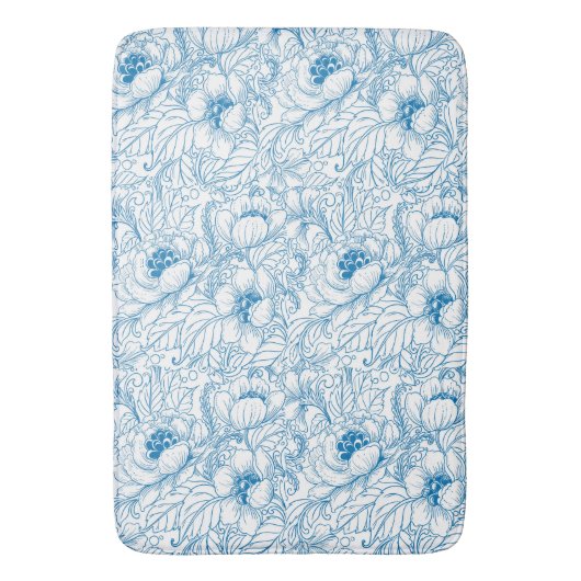 Bath Mat Floral Blue Badematte (Vorderseite Vertikal)