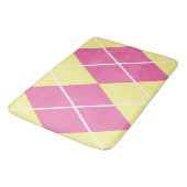 Bath Mat/Gelb/Rosa Kariertes Diamantmuster Badematte (Schrägansicht)
