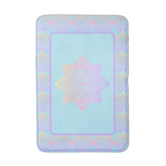 Bath Mat Himmel blau mit großen Boho Medallien Badematte (Vorderseite Vertikal)