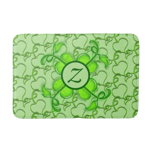 Bath Mat - Ivy Blätter mit Monogramm Badematte (Vorderseite)