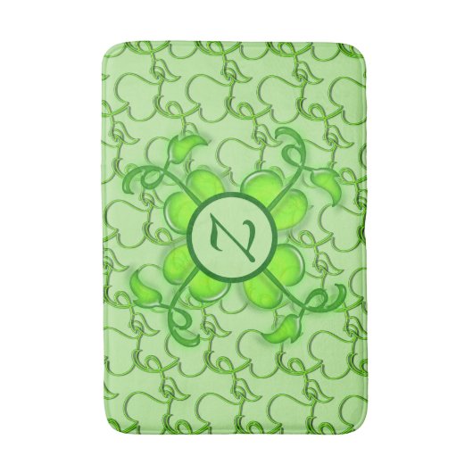 Bath Mat - Ivy Blätter mit Monogramm Badematte (Vorderseite Vertikal)