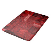 Bath Mat Large Red Floral Print Patchwork Badematte (Schrägansicht)
