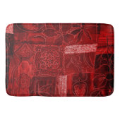 Bath Mat Large Red Floral Print Patchwork Badematte (Vorderseite)