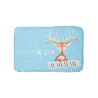 Bath Mat mit Weihnachtsrentieren spielt Klavier Badematte