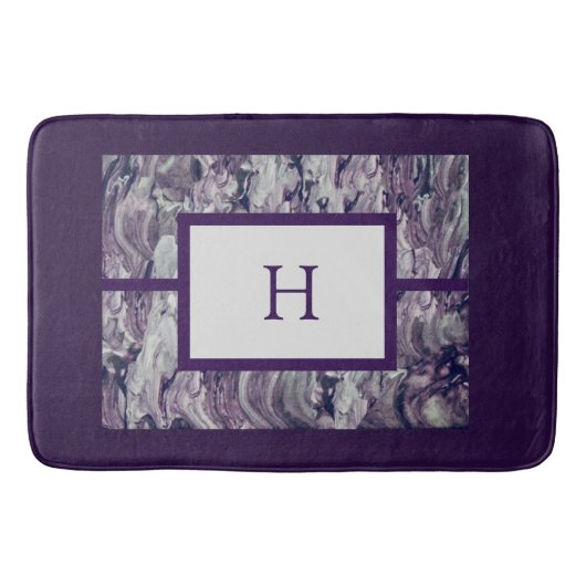 Bath Mat No.2 Lila&Gray Fluid Swirl PERSONALISIERE Badematte (Vorderseite)