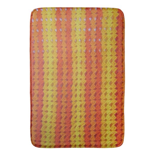 Bath Mat - Orange afghanisches Muster Badematte (Vorderseite Vertikal)