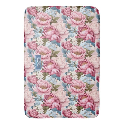 Bath Mat (Peony Bliss) RFPMDesign ©️ 2024 Badematte (Vorderseite Vertikal)