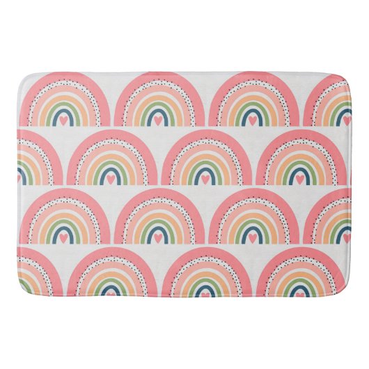 Bath Mat - Pink Rainbow Polka Dots Badematte (Vorderseite)