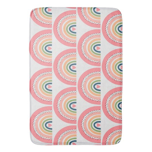 Bath Mat - Pink Rainbow Polka Dots Badematte (Vorderseite Vertikal)