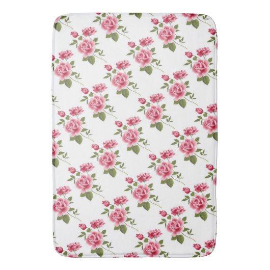 Bath Mat/Pink Roses Badematte (Vorderseite Vertikal)