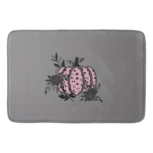 Bath Mat, Pink und Black Leopard Pumpkin Badematte (Vorderseite)