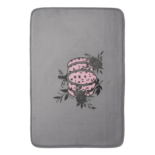 Bath Mat, Pink und Black Leopard Pumpkin Badematte (Vorderseite Vertikal)