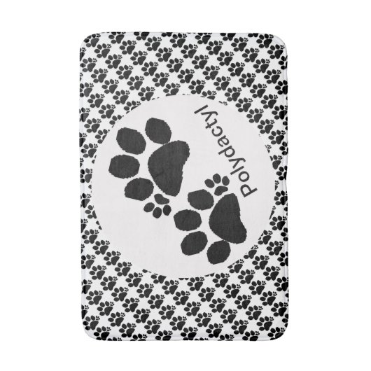 Bath Mat - Polydactyl Paw Prints Badematte (Vorderseite Vertikal)