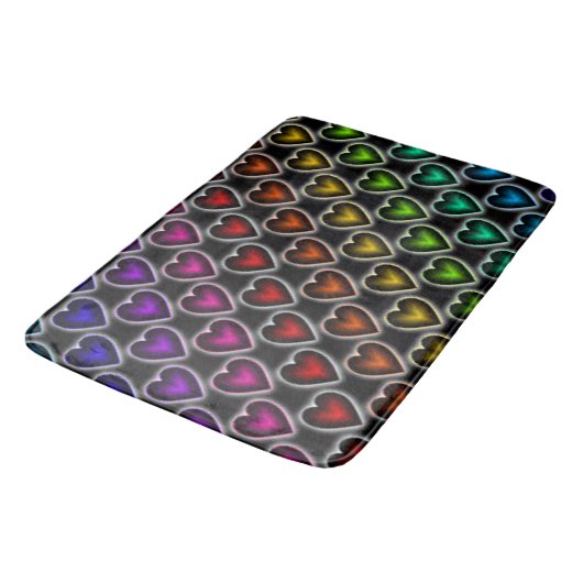 Bath Mat/Rainbow Hearts Badematte (Schrägansicht)