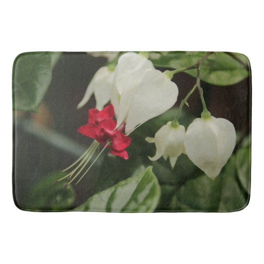 Bath Mat Red White Green Blume Badematte (Vorderseite)