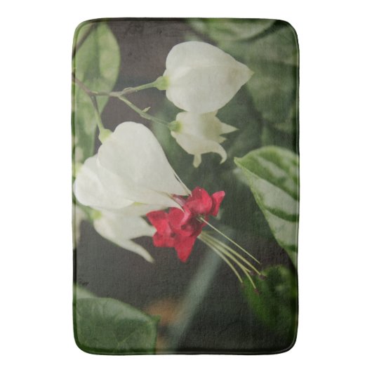 Bath Mat Red White Green Blume Badematte (Vorderseite Vertikal)