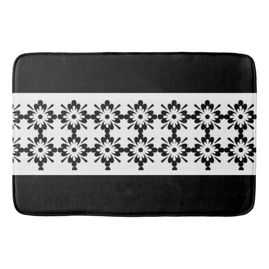 Bath Mat/Schwarz/Weiß-Blütenformen Badematte (Vorderseite)