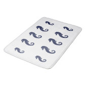 Bath Mat - Sea Horses (Navy Blue) Badematte (Schrägansicht)