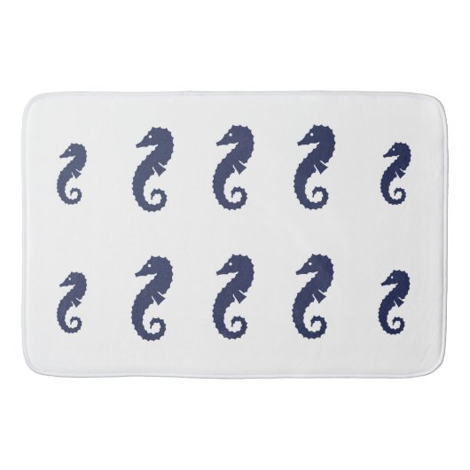 Bath Mat - Sea Horses (Navy Blue) Badematte (Vorderseite)