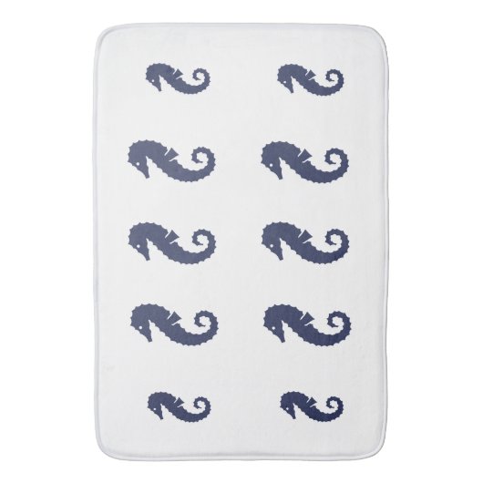 Bath Mat - Sea Horses (Navy Blue) Badematte (Vorderseite Vertikal)